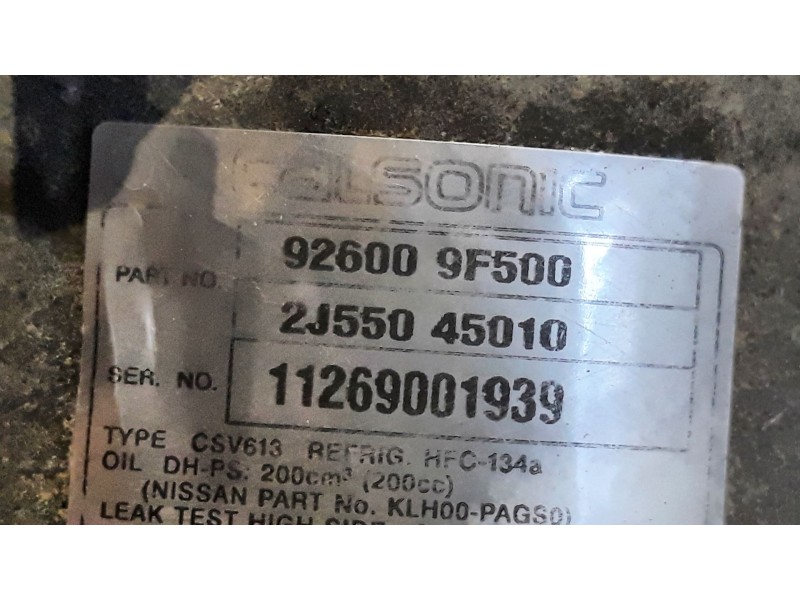 Recambio de compresor aire acondicionado para nissan primera referencia OEM IAM 926009F500   Recambio de compresor aire acondicionado para nissan primera referencia OEM IAM 926009F500