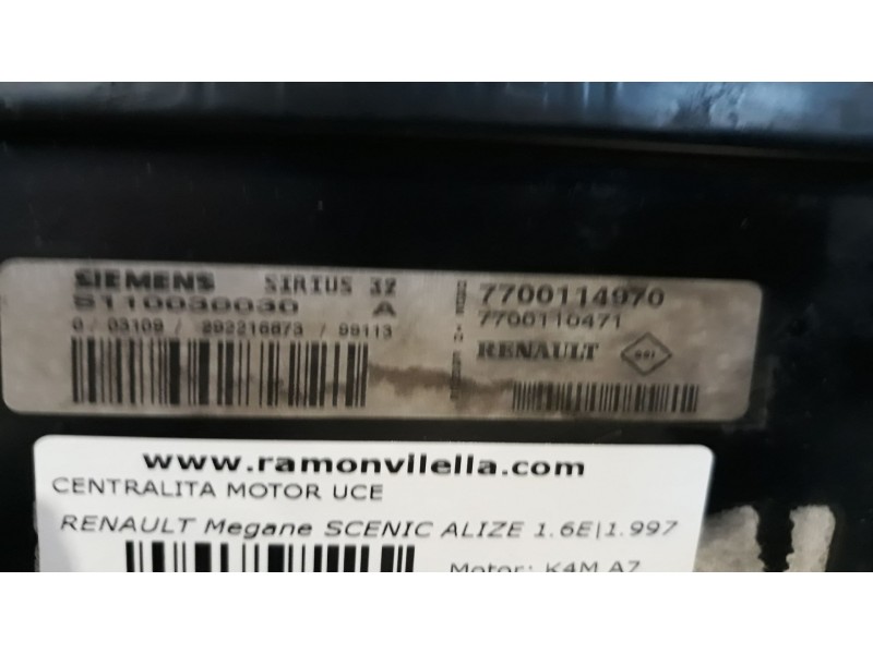Recambio de centralita motor uce para renault megane scenic alize 1.6e referencia OEM IAM S110030030A 7700114970 