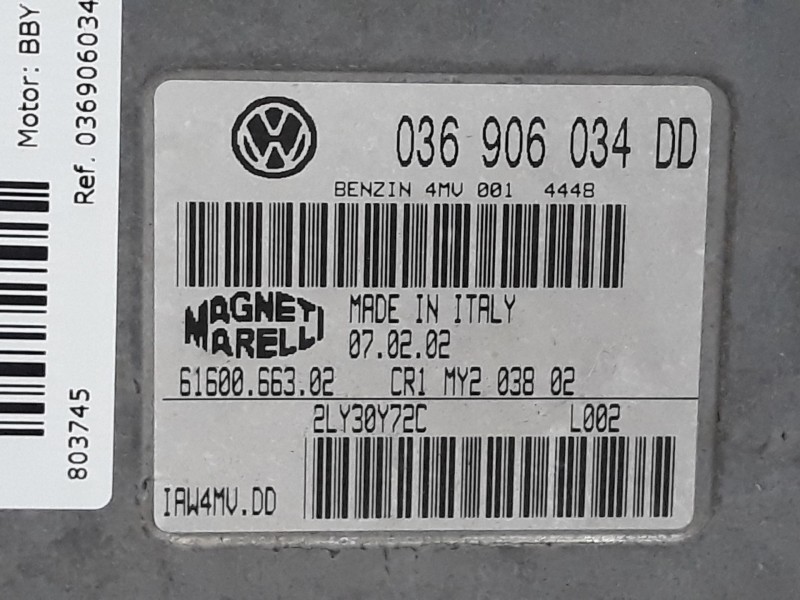 Recambio de centralita motor uce para volkswagen polo (9n1) 1.4 16v | 0.01 - ... 1.4 16v | 0.01 - ... referencia OEM IAM 0369060