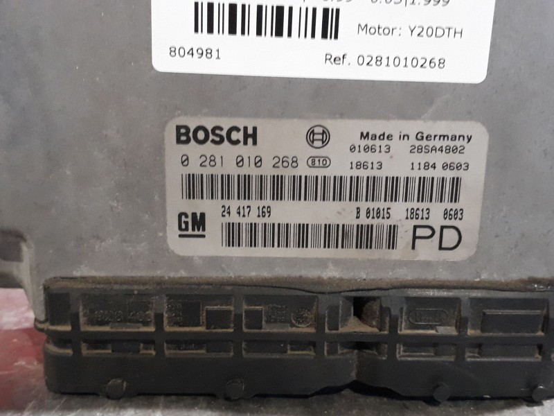 Recambio de centralita motor uce para opel zafira a  | 0.99 - 0.05  | 0.99 - 0.05 referencia OEM IAM 0281010268 24417169 