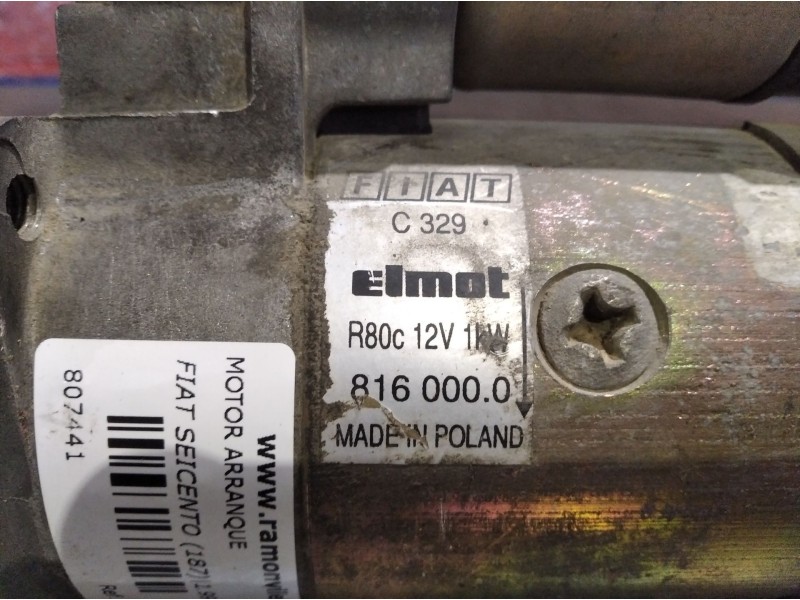 Recambio de motor arranque para fiat seicento (187) referencia OEM IAM 8160000   Recambio de motor arranque para fiat seicento (187) referencia OEM IAM 8160000