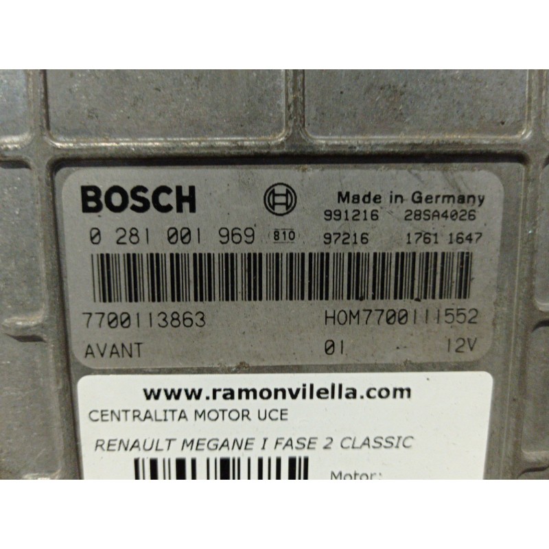 Recambio de centralita motor uce para renault megane i fase 2 classic (la..) 1.9 dci diesel cat referencia OEM IAM 0281001969 77