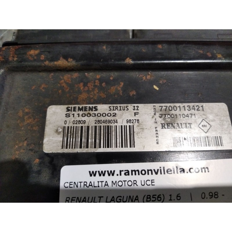 Recambio de centralita motor uce para renault laguna (b56) 1.6 | 0.98 - ... 1.6 | 0.98 - ... referencia OEM IAM S110030002F 7700