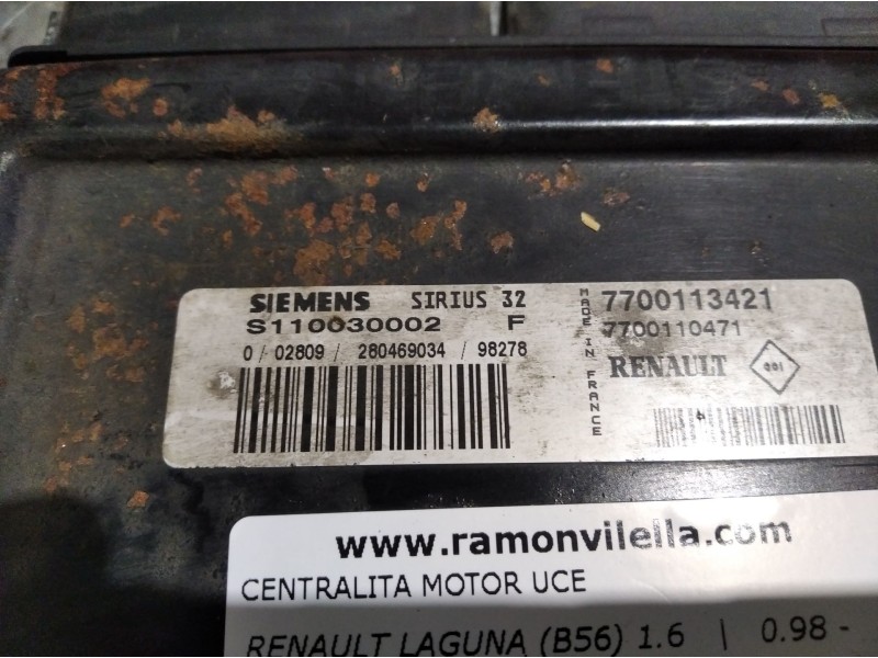 Recambio de centralita motor uce para renault laguna (b56) 1.6 | 0.98 - ... 1.6 | 0.98 - ... referencia OEM IAM S110030002F 7700
