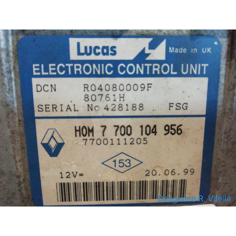 Recambio de centralita motor uce para renault clio ii fase i (b/cbo) 1.9 d | 12.98 - 12.99 1.9 d | 12.98 - 12.99 referencia OEM 