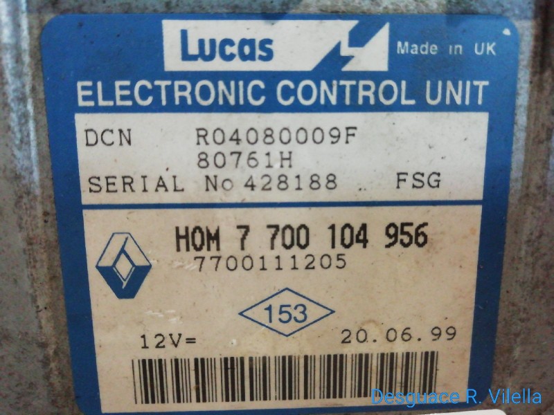 Recambio de centralita motor uce para renault clio ii fase i (b/cbo) 1.9 d | 12.98 - 12.99 1.9 d | 12.98 - 12.99 referencia OEM 