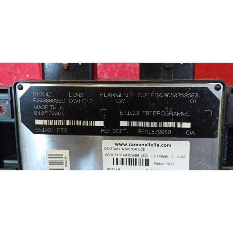 Recambio de centralita motor uce para peugeot partner (s2) 1.9 diesel | 0.02 - ... 1.9 diesel | 0.02 - ... referencia OEM IAM 96