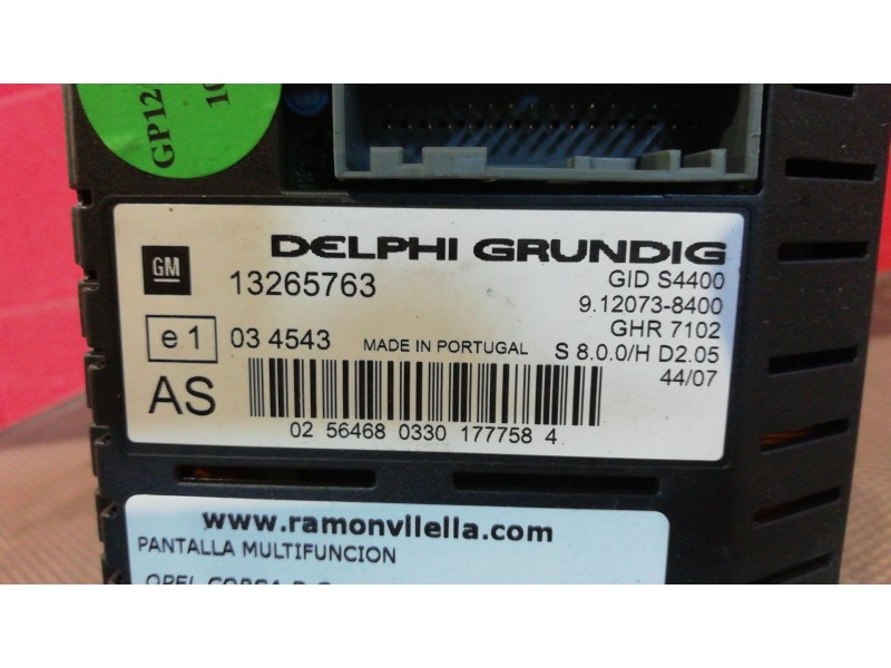 Recambio de pantalla multifuncion para opel corsa d cosmo | 07.06 - 12.10 cosmo | 07.06 - 12.10 referencia OEM IAM 13265763  