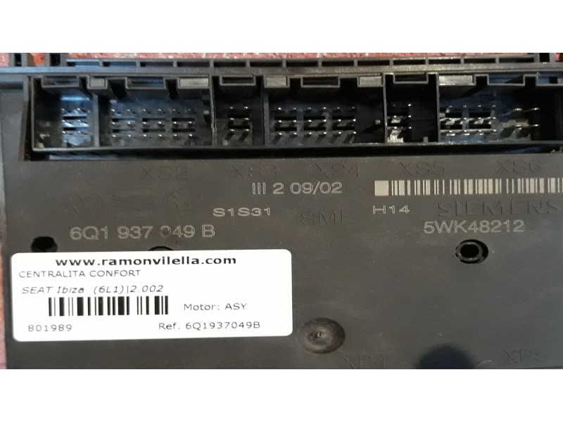 Recambio de centralita confort para seat ibiza (6l1) 1.9 sdi referencia OEM IAM 6Q1937049B 5WK48212 