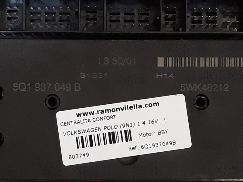 Recambio de centralita confort para volkswagen polo (9n1) 1.4 16v | 0.01 - ... 1.4 16v | 0.01 - ... referencia OEM IAM 6Q1937049