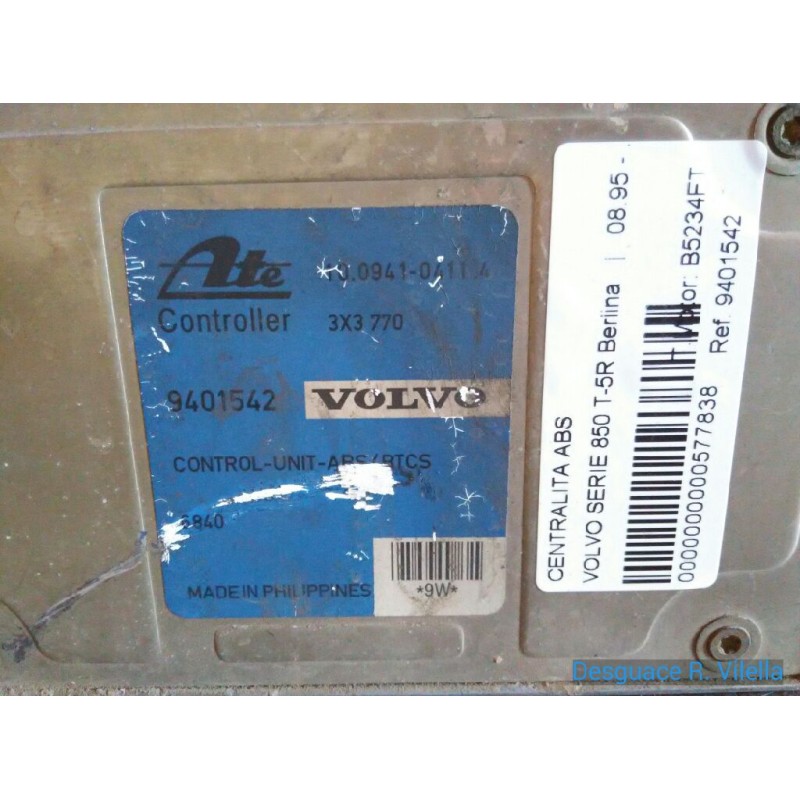Recambio de centralita abs para volvo serie 850 t-5r berlina | 08.95 - ... t-5r berlina | 08.95 - ... referencia OEM IAM 9401542