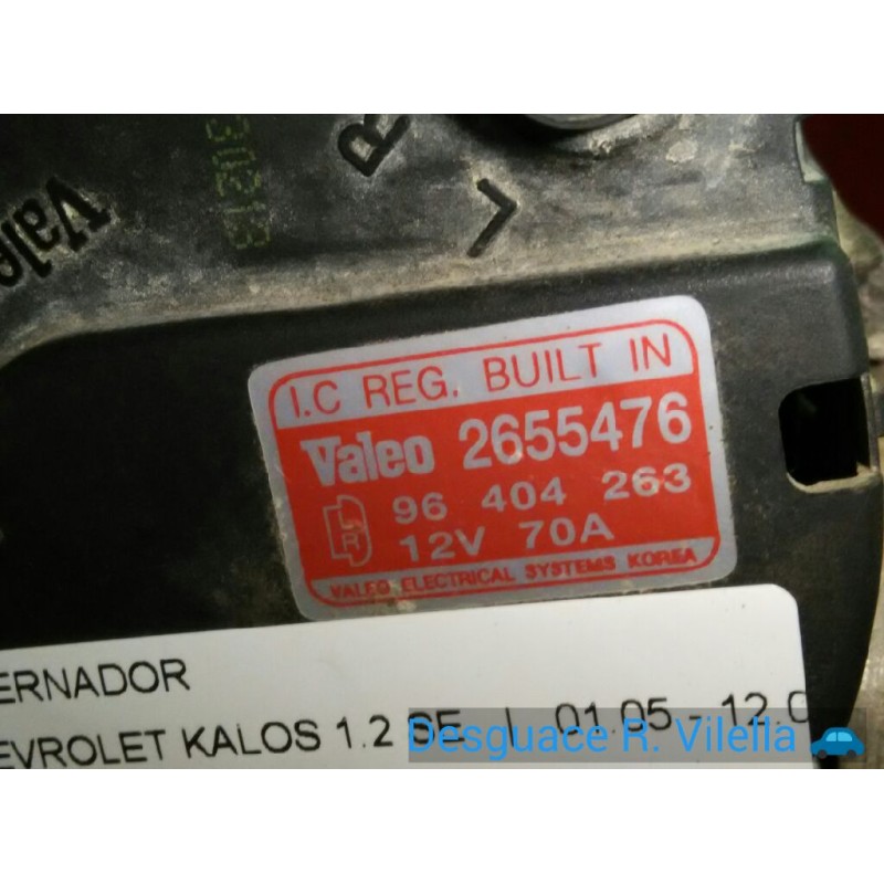 Recambio de alternador para chevrolet kalos 1.2 se | 01.05 - 12.08 1.2 se | 01.05 - 12.08 referencia OEM IAM 2655476 96404263 