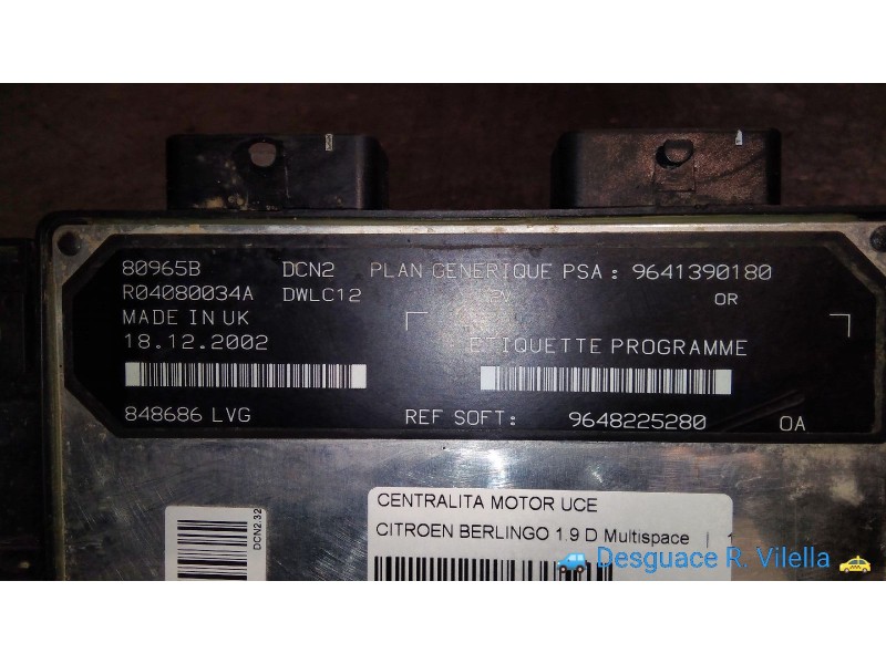 Recambio de centralita motor uce para citroen berlingo 1.9 d multispace | 10.02 - 12.05 1.9 d multispace | 10.02 - 12.05 referen