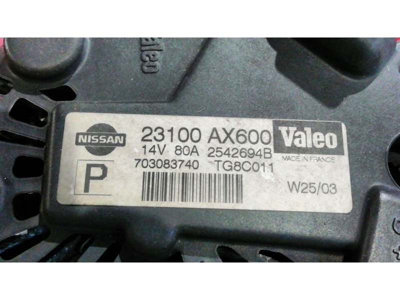 Recambio de alternador para nissan micra (k12e) acenta | 11.02 - 12.11 acenta | 11.02 - 12.11 referencia OEM IAM TG8C011 23100AX