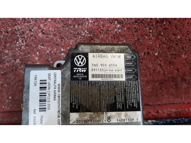 Recambio de centralita airbag para seat leon (1p1) reference referencia OEM IAM 5N0959655A 391135  Recambio de centralita airbag para seat leon (1p1) reference referencia OEM IAM 5N0959655A 391135