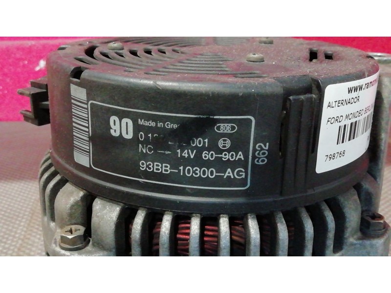 Recambio de alternador para ford mondeo berlina (gd) 1.8 16v cat | 0.96 - ... 1.8 16v cat | 0.96 - ... referencia OEM IAM 93BB10