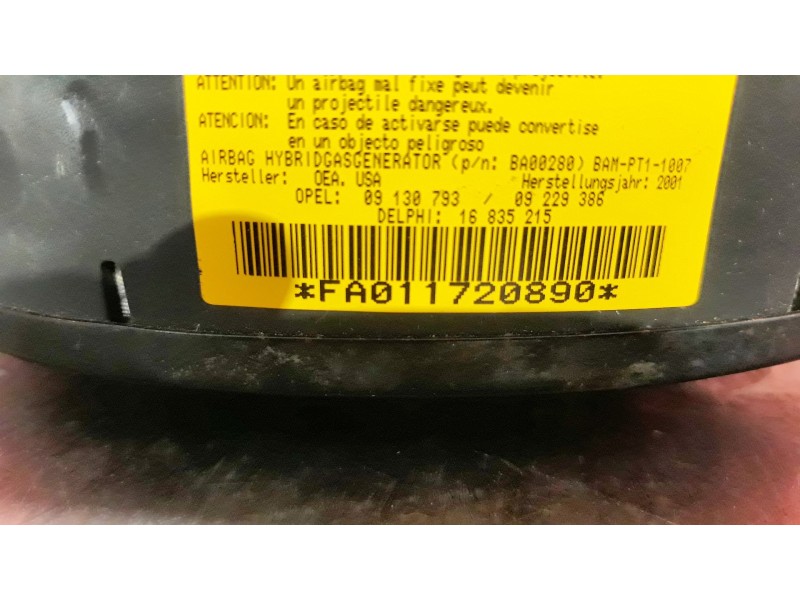 Recambio de airbag delantero izquierdo para opel corsa c 1.4 16v | 0.00 - ... 1.4 16v | 0.00 - ... referencia OEM IAM   