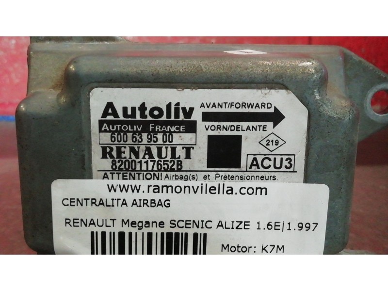 Recambio de centralita airbag para renault megane scenic alize 1.6e referencia OEM IAM 8200117652B 600639500 