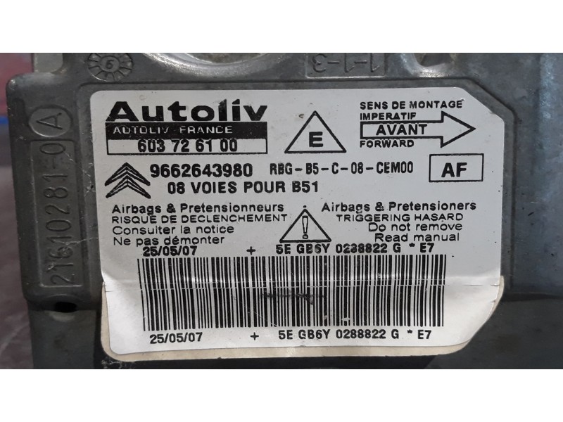 Recambio de centralita airbag para citroen c4 berlina collection | 06.04 - 12.08 collection | 06.04 - 12.08 referencia OEM IAM 9