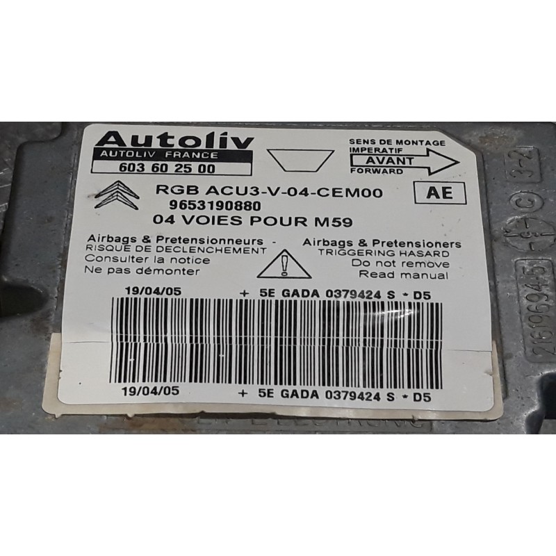 Recambio de centralita airbag para citroen berlingo 2.0 hdi 600 furg. | 10.02 - 12.07 referencia OEM IAM 603602500  