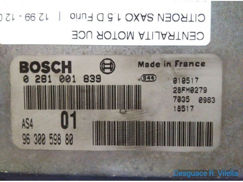 Recambio de centralita motor uce para citroen saxo 1.5 d furio | 12.99 - 12.03 1.5 d furio | 12.99 - 12.03 referencia OEM IAM 02