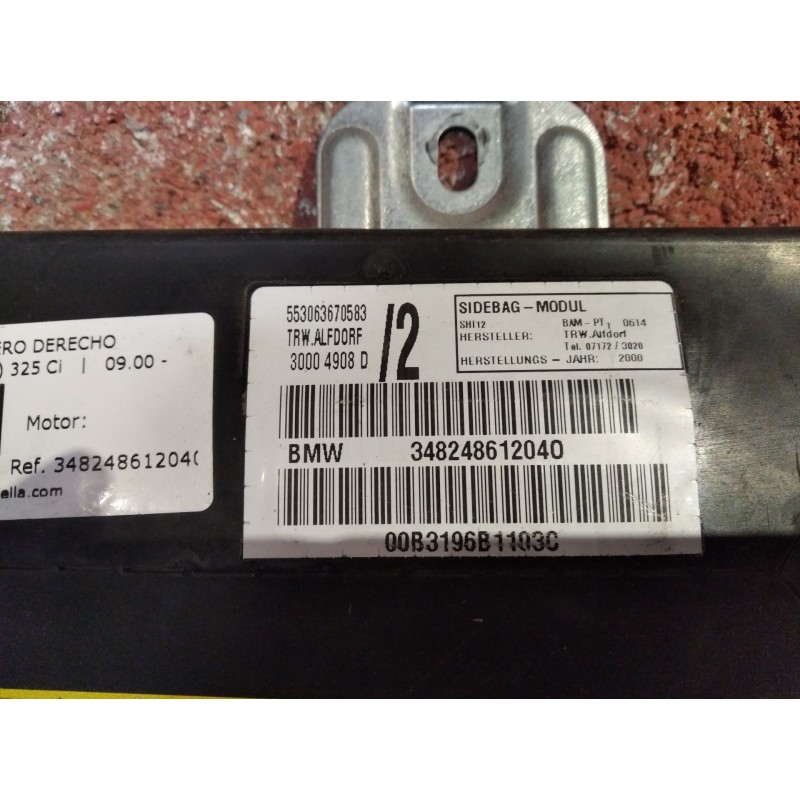 Recambio de airbag lateral delantero derecho para bmw serie 3 coupe (e46) 325 ci | 09.00 - 12.06 325 ci | 09.00 - 12.06 referenc