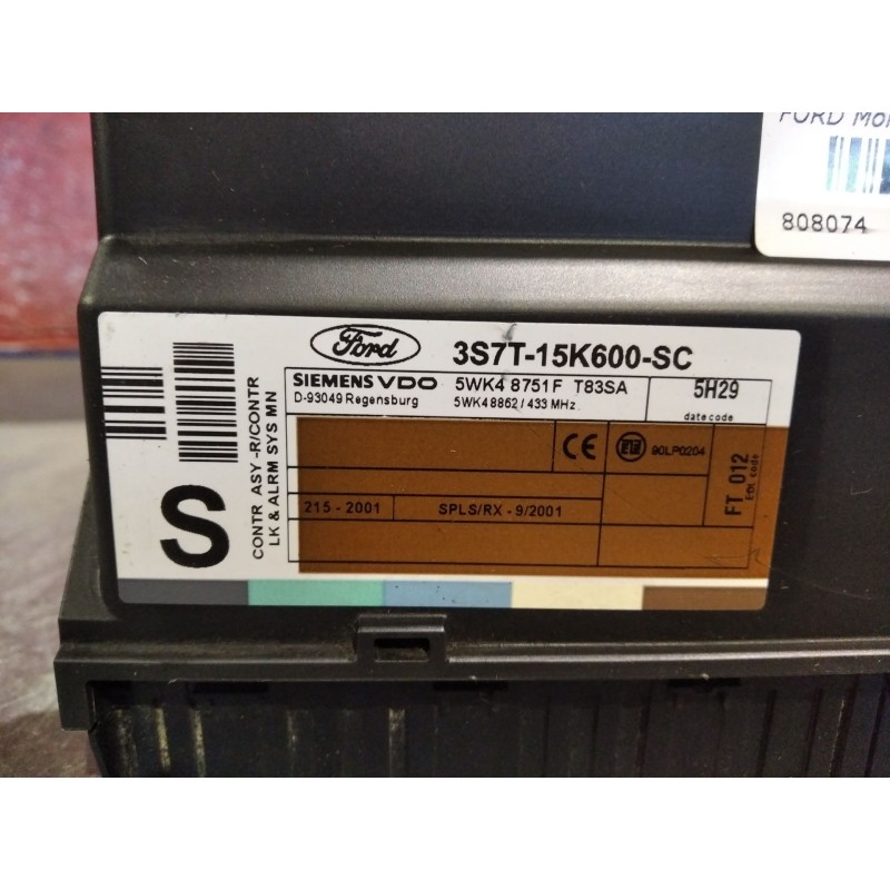 Recambio de centralita cierre para ford mondeo 2.0 tdci 140 ghia auto referencia OEM IAM 5WK48751F 3S7T15K600SC 