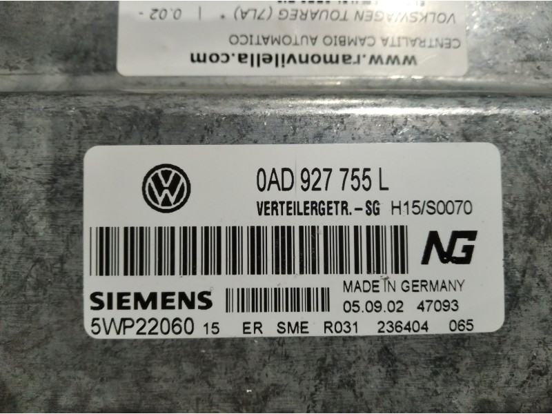 Recambio de centralita cambio automatico para volkswagen touareg (7la)  | 0.02 - 0.07  | 0.02 - 0.07 referencia OEM IAM 5WP22060