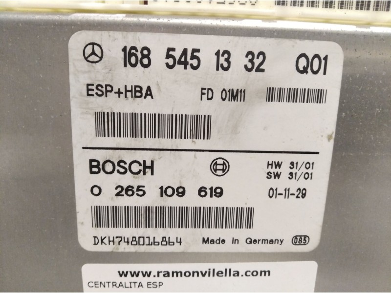 Recambio de centralita esp para mercedes clase a (bm 168) 1.7 170 cdi (168.009) referencia OEM IAM 1685451332 0265109619 