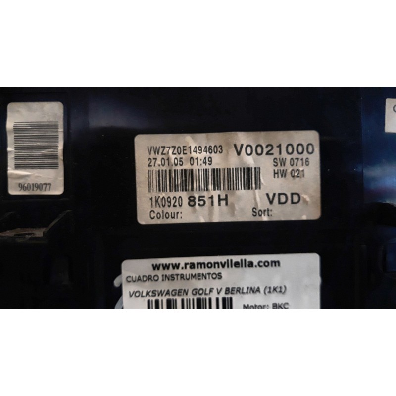Recambio de cuadro instrumentos para volkswagen golf v berlina (1k1) highline | 10.03 - 12.08 highline | 10.03 - 12.08 referenci