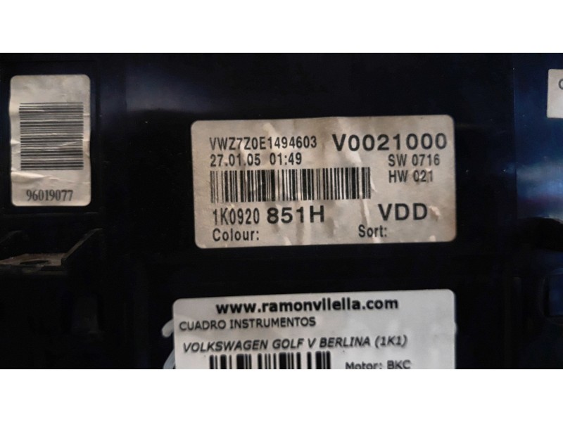 Recambio de cuadro instrumentos para volkswagen golf v berlina (1k1) highline | 10.03 - 12.08 highline | 10.03 - 12.08 referenci