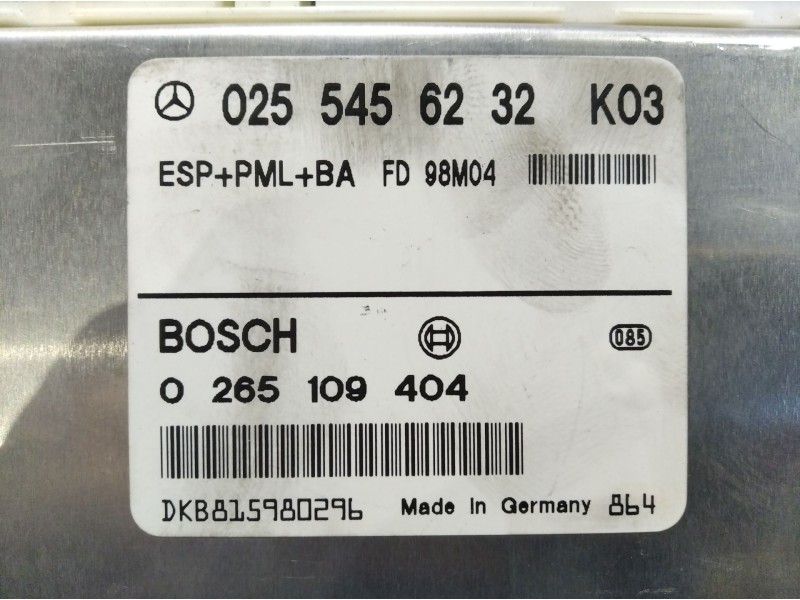 Recambio de centralita esp para mercedes clase e (w210) berlina diesel 3.0 turbodiesel cat referencia OEM IAM 0265109404 0255456